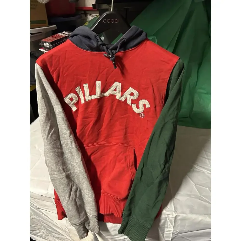 Pillars‎ Colorblock Hoodie Red Green Gray Pullover Logo XS Streetwear